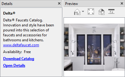 Details for the selected catalog. 